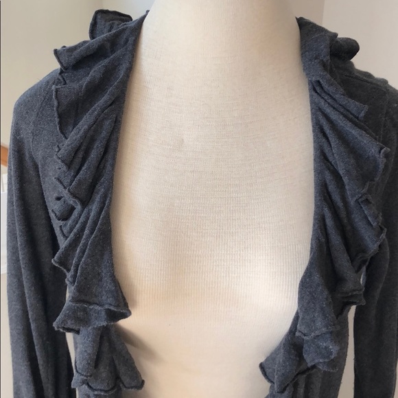 inc grey ruffled cardigan - Picture 2 of 6